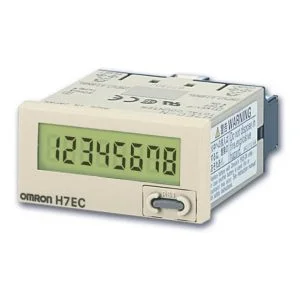 Omron - H7EC-N Toplam Sayıcı, DIN 48x24 mm, Dahili Pilli, LCD, 8 Hane, 30cps/1kcps, Gerilimsiz Giriş, Gri Kasa